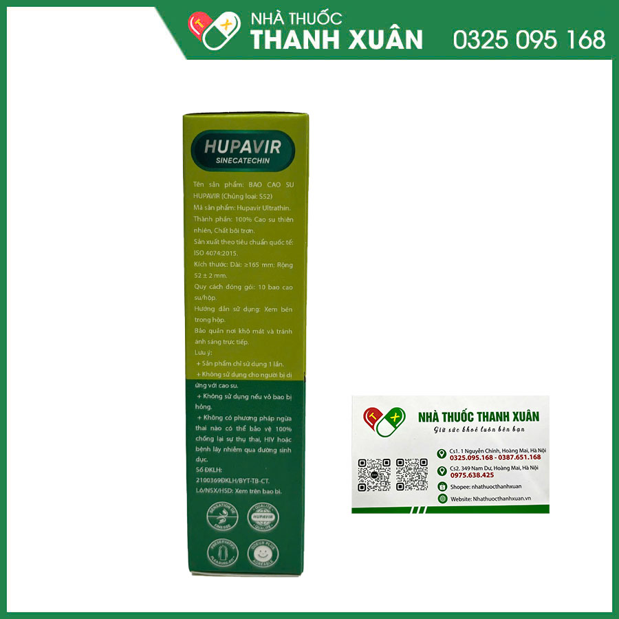 Bao cao su siêu mỏng HUPAVIR giúp tránh thai và ngừa các bệnh lây qua đường tình dục